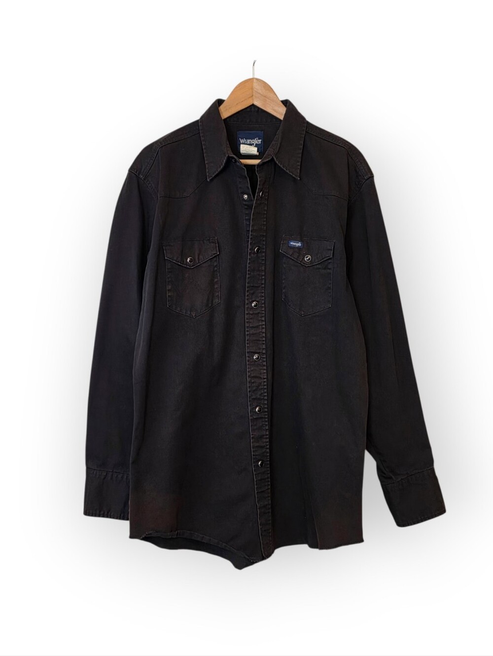 Wrangler Western Black Pearl Snap Long Sleeve Buttondown Men's Shirt XLT